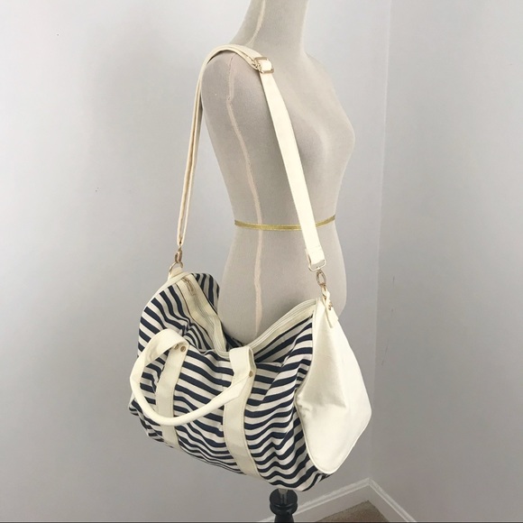 FOREVER 21 | Blue Striped Canvas Weekender Bag - Picture 6 of 8
